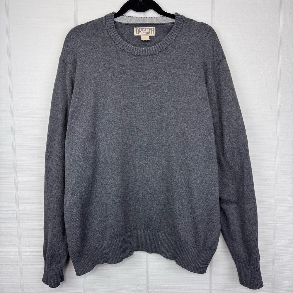 Duluth Trading Co Men’s Gray Crewneck Knit Pullover Sweater Classic Preppy Cozy